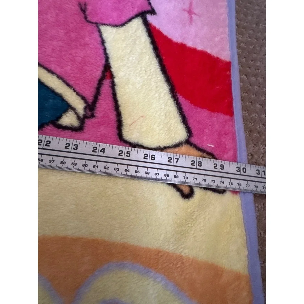 VTG Nickelodeon Dora the Explorer Boots Pink Fleece Throw Blanket Rainbow 42x30